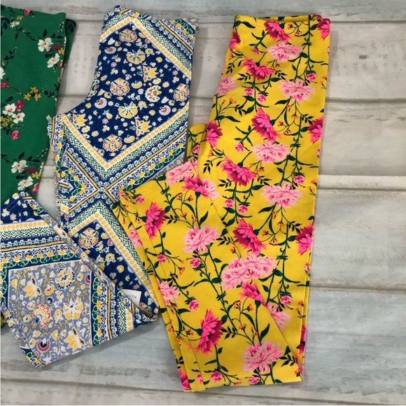 Old Navy Girls Leggings Yellow Green Blue Multi Floral 3Pack Large (10-12) - Picture 15 of 15